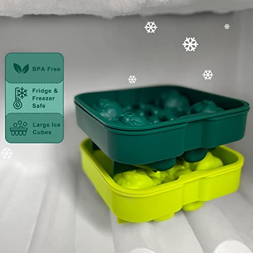 4-Hole Bulldog Ice Molds Funny Shape, Dog Shaped Silicone Ice Cube Tray For Freezer, Diy 3D Slow Melting Large Cute Pug For Chilling Whiskey Cocktails, Spirits - Funnel Included, Dark Green #TOP3
