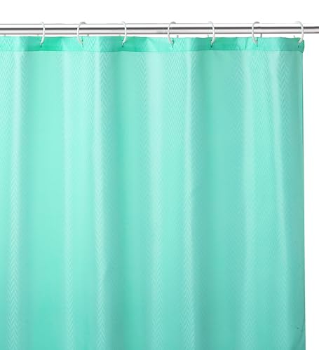 Image of Encasa XO Waterproof Shower Curtain for Bathroom 8 x 6 feet(183x244 cm), Anti-Fungal Polyester Washroom Curtain with 12 Hooks, Wet & Dry Partition Toilet Curtains ZZ Teal