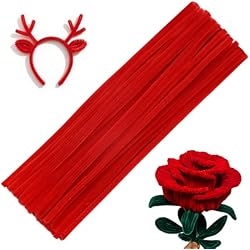 60 PCS Red Pipe Cleaners,Pipe Cleaners Chenille Stem,Pipe Cleaners Bulk,Art Pipe Cleaners for Creative Home Decoration Supplies and Crafts Project