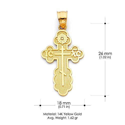 Ioka - 14K Yellow Gold St. Olga Greek Orthodox Baptismal Cross Religious Charm Medium Pendant For Necklace or Chain4
