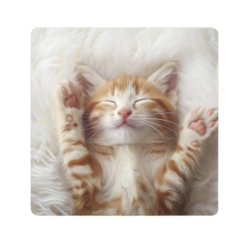 ODAWA Cute Cat Kitten Print Self Adhesive Cloths 21.7X21.7 Inch Makeup Wrap Cloth Bag for Camera, Lens, Laptop