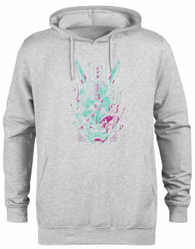 Pull à capuche gris confortable sweat Oni Glitch contre le froid