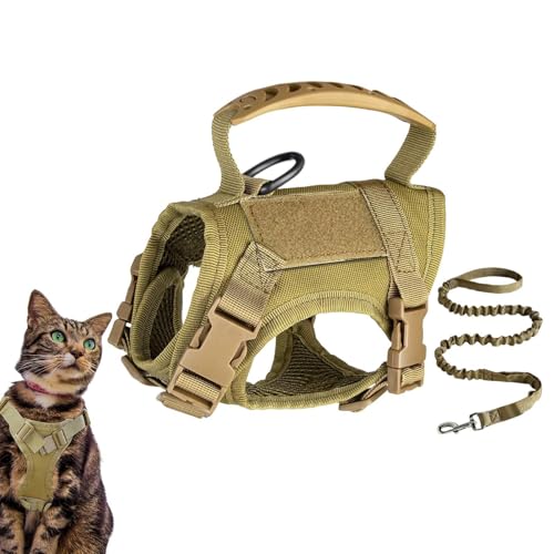 Katze Geschirr mit Brustplatte | Atmungsaktives Mesh mit Schnellverschluss,Verstellbarer Katzenhalter | Geeignet für Kitten, kleine, mittlere & große Katzen – für Spiel, Training,