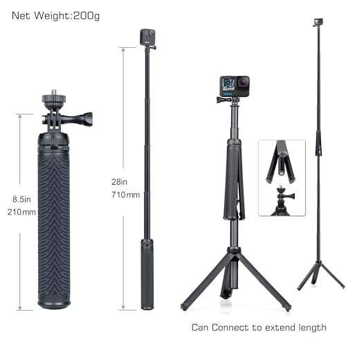 GEPULY Underwater Tripod Stand Aluminum Selfie Stick Pole - Waterproof Hand Grip for GoPro Here 13 12 11 Insta360 AKASO DJI OSMO Action 6&Smartphones Extended Monopod Accessories - Thumbnail 4