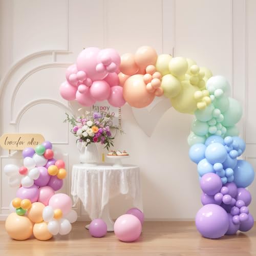 House Of Party 123456 140Pcs Pastel Rainbow Balloon Arch Garland Kit - Balloon Arch Kit-Birthday Balloons, Globos Para Decoracion De Fiestas | Ideal For Halloween Birthday First Birthday Party Decorations thumb #3