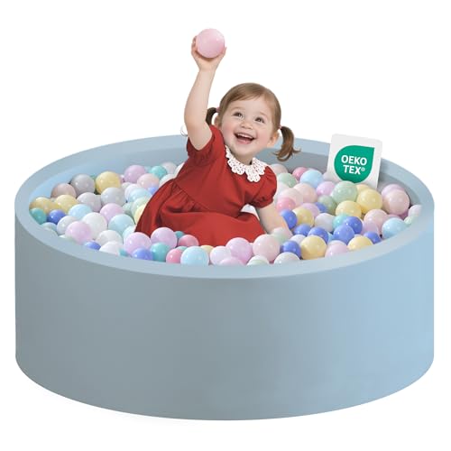 Image of Zedachica Ball Pit for Toddlers 35.43''x11.81 Baby Ball Pits Soft Memory Foam Ball Pit Round Kids Ball Pit Indoor Game Kids Play Ball Pool Ideal Gift for Girls and Boys (Lightblue, NO Balls)