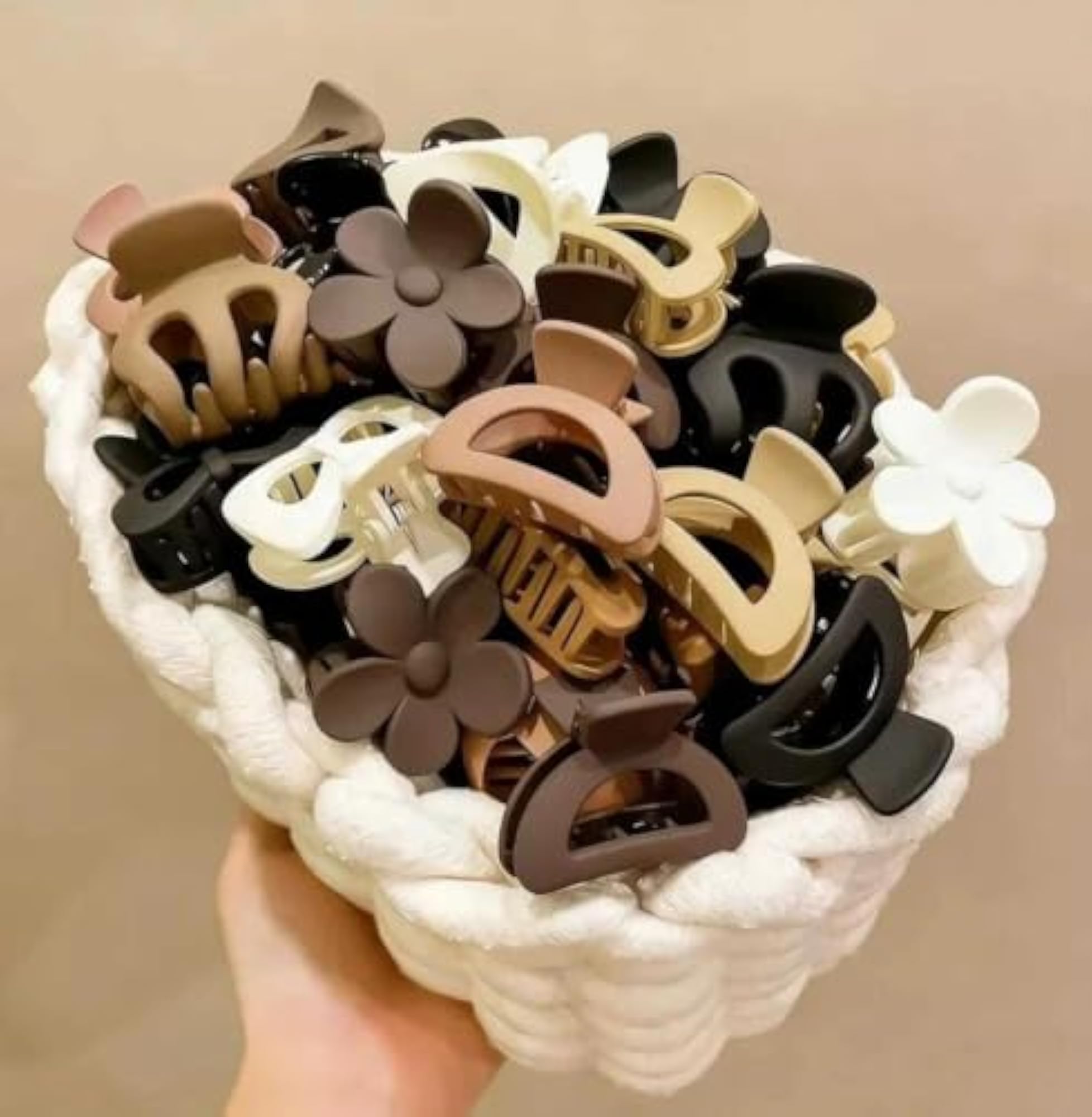 Small Matte Hair Claw Clips Mixed Design, 6 Pcs