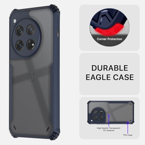 Image of Pikkme OnePlus 12R 5G Back Cover | Crystal Clear Transparent Back | Ultra Hyrbid | Full Camera Protection | Raised Edge | Bumper Back Case (Blue)