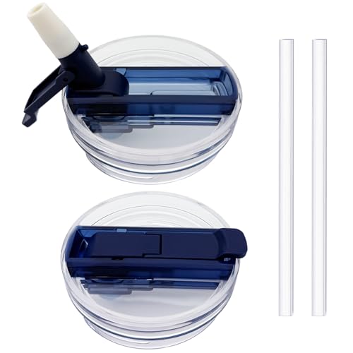 30 oz Detachable Flip Straw Pro Lid Replacement for Stanley Quencher and ProTour，Leak Proof Lids，No Spill Dust-proof Tumbler Lids Reusable for 30oz Stanley Accessories (Navy Blue, 30oz)
