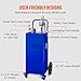 VEVOR 30 Gallon Fuel Caddy, Gas Storage Tank & 4 Wheels, with Manual Transfer Pump, Gasoline Diesel Fuel Container for Cars, Lawn Mowers, ATVs, Boats, More, Blue