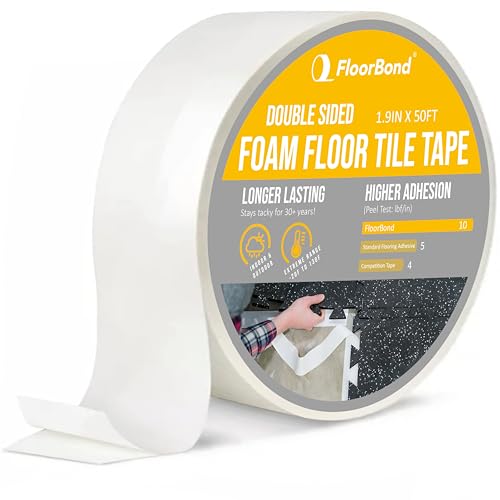 FloorBond Foam Floor Tile Tape 1.9”X50FT – Permanent Adhesive Tape