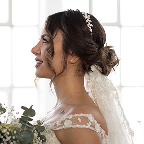 Hoberta Real 14K Solid White Gold Tiny Line Bar Stud Earrings For Women & Girls - Hypoallergenic For Sensitive Ears, Small & Minimalist Jewelry For Gifts #TOP2