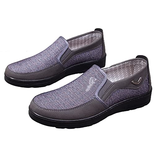 Old Beijing Cloth Shoes, Men Slip-On Chinese Traditional Beijing Kung Fu Tai Chi Breathable Canvas Shoes, Soft Rubber Sole Anti-Slip, for Car Driving, Fishing, Indoor Outdoor Wear