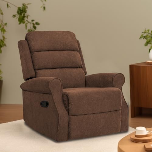 Image of Casaliving Avalon Comfy Fabric Single Seater Recliner Chair, Recliner Sofa for Relaxing, Recliner Chair for Home Relax (Brown) | Premium Fabric Sofa