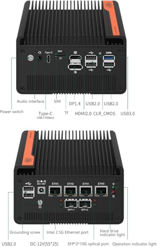 Image of Firewall Appliance 10GbE Mini PC with SFP+, Alder Lake N100 (4C /4T) 4X I226-V 2.5GbE 2 * 82599ES 10GbE Firewall LTE Router Support AES-NI (N150, 8G+256G)