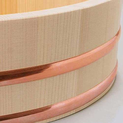 Tikusan Wooden Hangiri Sushi Rice Mixing Tub Copper Band Made In Japan Made Of Sawara Cypress Sushi Rice Bowl Sushi Oke (11.8" (30Cm)) #TOP7