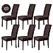 Produktbild Dubest Stuhlhussen 6er Set,Stretch Stuhlüberzug Waschbar Stuhlbezug Elastische Abnehmbarer Stuhl Bezug Schutz für Bankett Hotel Hochzeit Party Esszimmer Restaurant Küche Deko(Braun)