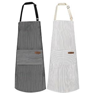 2 Pack Apron, Cooking Kitchen Aprons, Adjustable Bib Apron with 2 Pockets for Men Women Chef Apron