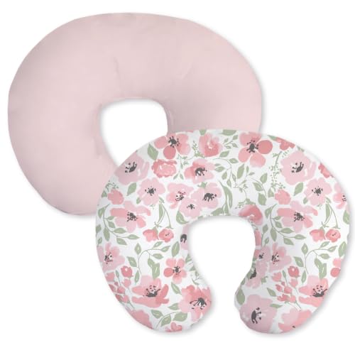 Image of Little Grape Land Nursing Pillow Covers 2 Pack, Soft & Breathable Removable Breastfeeding Pillows Covers for Feeding Pillows, Nursing Pillow Slipcover for Baby Girls Boys, (Flower)