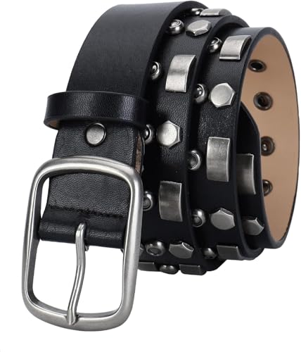 Ceinture rock punk gothique en cuir à rivets cloutée pour jean homme et femme