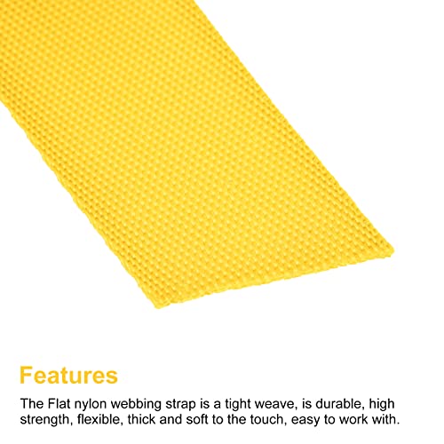 Image of MECCANIXITY Flat Nylon Webbing Strap 1 Inch 15 Yards Yellow for Backpack, Cargo Strap, Luggage-rack