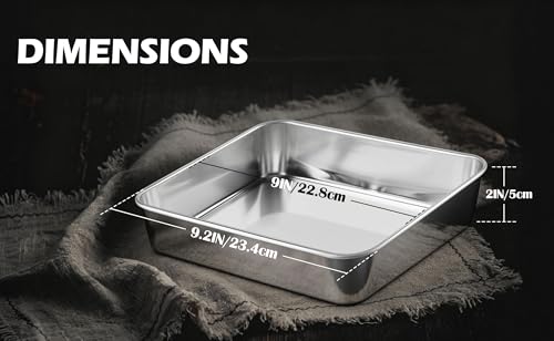 Leonyo Stainless Steel 9x9 Baking Pan, 2 Pack Metal 9IN x 9IN Square Cake Pan, Commercial Brownie Pans Baking Dish for Cornbread, Banana Bread, Lemon Bars, Dishwasher Safe by Leonyo - Image 2