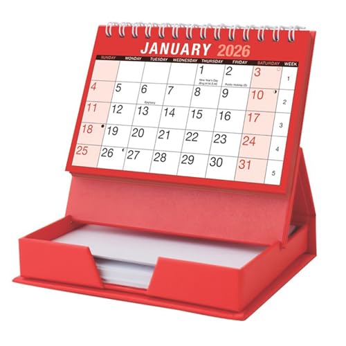 2026 Desktop Calendar Month to View Twin Wire Binding Spiral Bound Standing Flip And Foldable Calendar Tear Off 80 Sheets Memo Note Pad Landscape Important UK Dates Holidays Specified