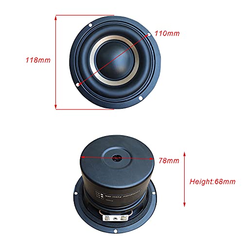 Subwoofer Altoparlante 100W 4 Pollici Subwoofer Altoparlante 4Ohm 8Ohm 4 Strati Bobina Mobile Altoparlante Bassi for Car Audio Home Theater Fai Da Te(4Ohm Square)