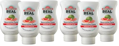 Watermelon Reàl Infused Exotics, Watermelon Puree Infused Syrup, 16.9 FL OZ Squeezable Bottle (Pack of 6)
