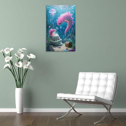Poster Axolotl rose sur toile cadeau idéal pour déco de chambre