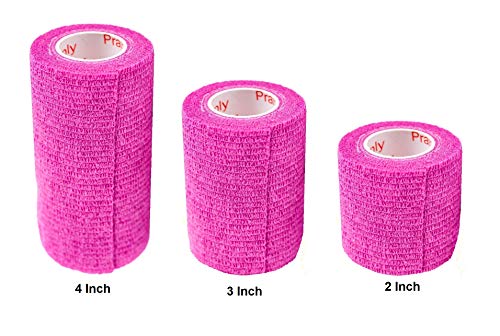 Image of Vet Wrap Tape (Fuchsia) (2 Pack) (4 Inch x 15 feet) Self Adhesive Adherent Adhering Cohesive Flex Self Stick Bandage Grip Roll Dog Cat Pet Horse