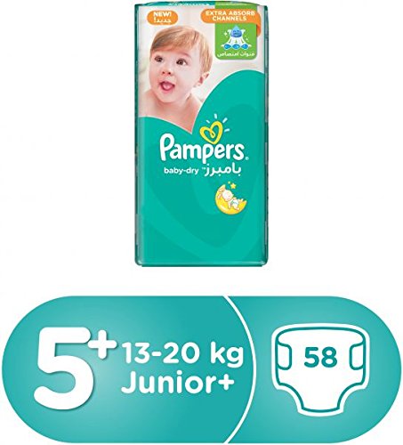 Pampers Baby-Dry Diapers with Aloe Vera Lotion and Leakage Protection, Size 7, 15+ kg, 58 Diapers