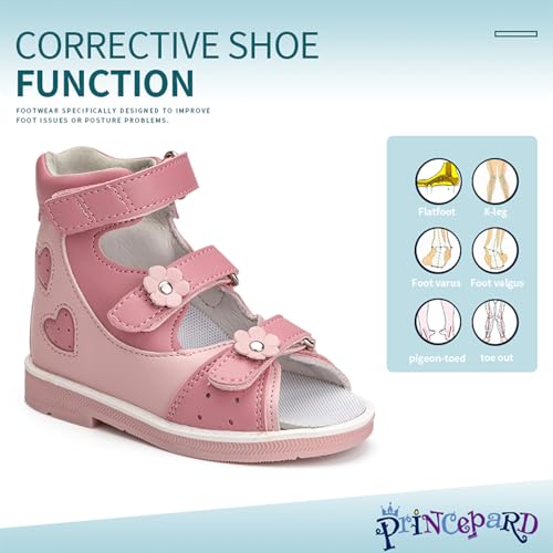 princepard Orthopedic Sandals for girls with Hollowed Out Heart Pattern,High-top AFO Shoes with Arch and Ankle Support2