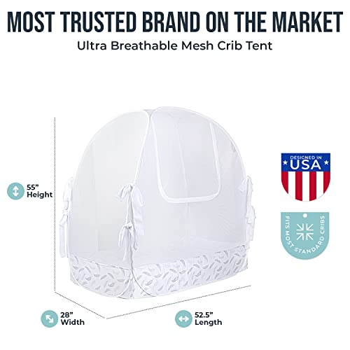Pro Baby Safety Premium Pop Up Crib Tent, Crib Cover To Keep Baby From Climbing Out, Falls And Mosquito Bites, Safety Net, Canopy Netting Cover - Sturdy & Stylish Infant Crib Topper, Mosquito Net #TOP1