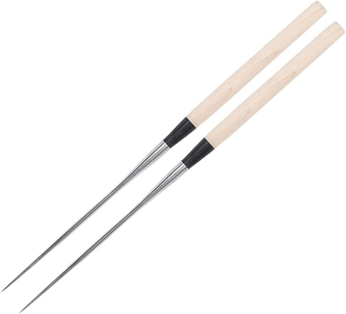 Chopsticks 2 Pairs Stainless Steel Non-slip Dinner Chopsticks，Pointed Sushi Chopstick With Wood Handle Kitchen Accessory(Large)