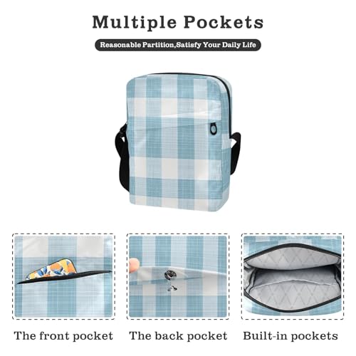 messenger bag for women crossbody crossbody bag Womens Casual Purses Adjustable Strap for business business- Squares White Blue2