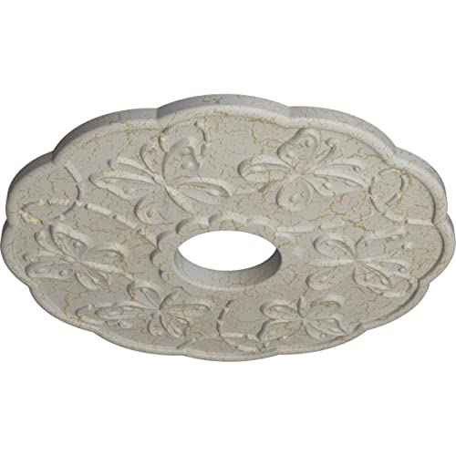 Image of Ekena Millwork CM17TSPCC - Terrones Butterfly - Ceiling Medallion, Pot of Cream Crackle