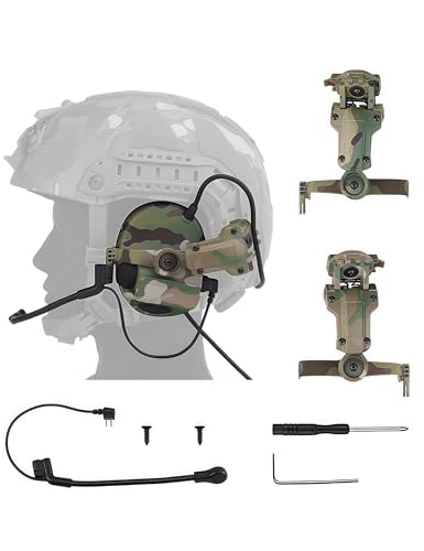 ACEXIER Auriculares tácticos para casco: auriculares de comunicación con cancelación de ruido, micrófono reversible, diseño plegable, protección auditiva NRR21dB para actividades al aire libre (CP)