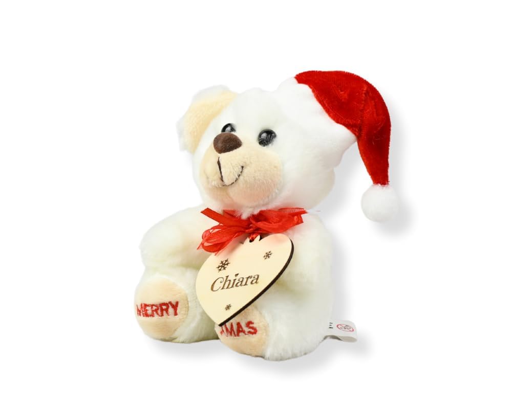 Orsetto di Peluche Natalizio Personalizzabile con Nome e Dedica - Ideale per Bambini e Fidanzati - Idea Regalo Natale per Lei e per Lui - Originale e Personalizzata