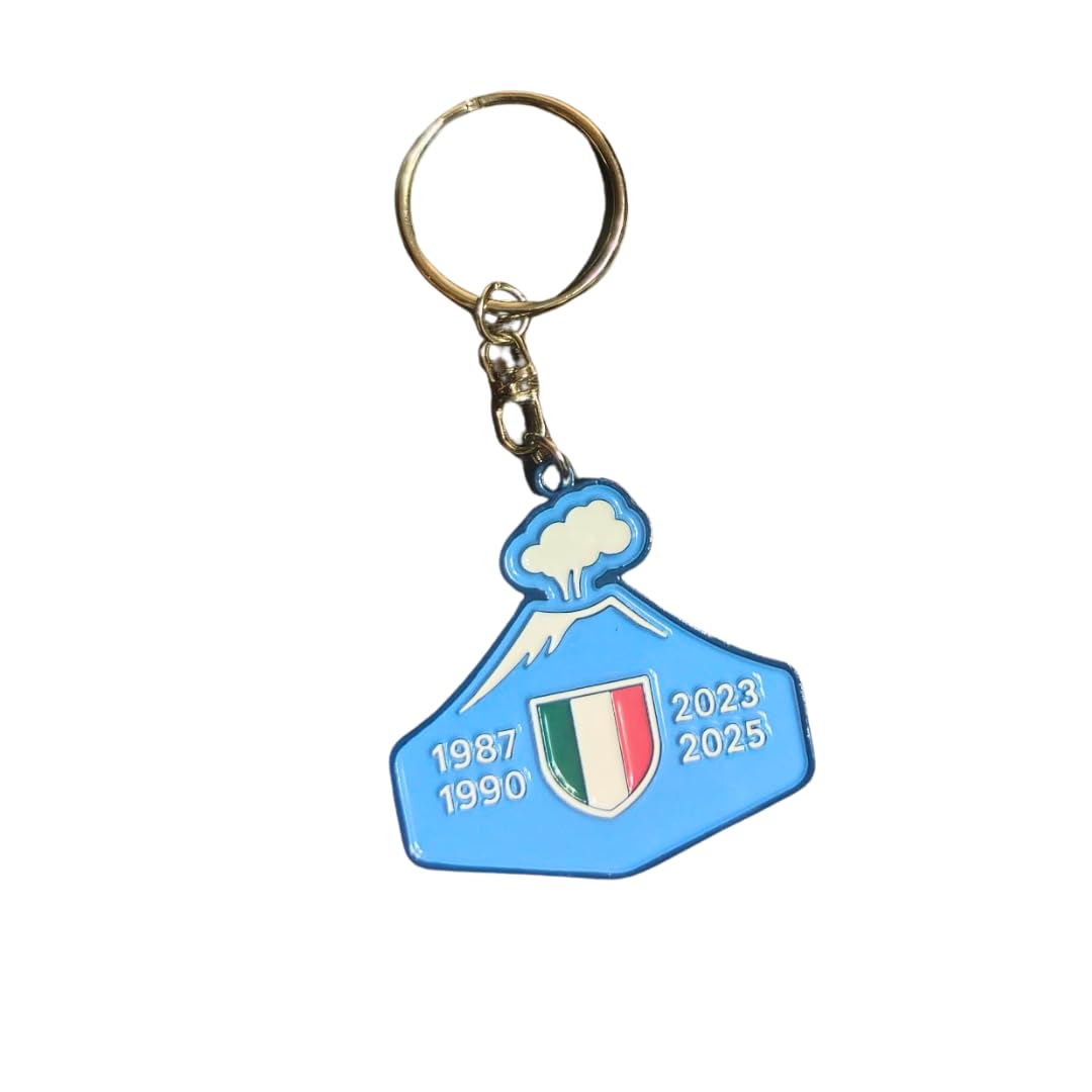 Shop and Solve Champions of Italy Vesuvius 4 Scudetto Keyring with Tricolour and Dates in Relief Super Finished 5 cm Gift for Neapolitan Fans Limited Edition (Celebrative 4), azure, 5cm
