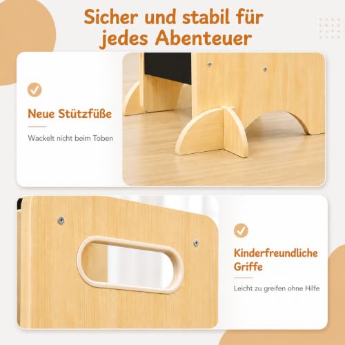 Olvy Kids 4-in-1 Montessori Lernturm - Learning Tower - Trittleiter Holz - Kindertritt 4 Stufen - Küchenturm Kinder - Steh Lernturm ab 1 Jahr - Kindertreppe Faltbar