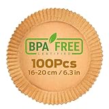 PORTENTUM Papel freidora aire 100 unidades Food-Grade BPA free de 16-20 cm Papel Air Fryer Redondo - Ideal para una cocción saludable