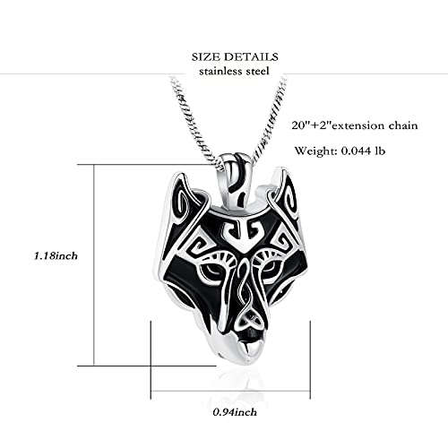 Yinplsmemory Cremation Jewelry Viking Wolf Head Urn Necklace for Ashes for Men Ashes Keepsake Urn Jewelry for Human Ashes/Pet Ashes2