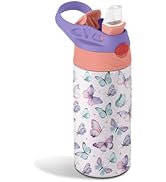 12oz Butterfly Kids Water Bottle, Colorful Butterflies Water Bottle for School, Kids Insulated Bo...