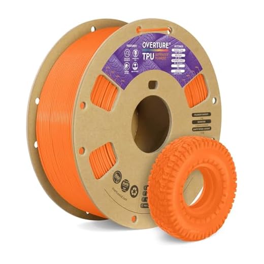 OVERTURE TPU Filament 1.75mm Flexible Roll, 95A Soft 3D Printer Filament, 1kg Spool (2.2 lbs), Fit Most FDM Printer (TPU Orange)