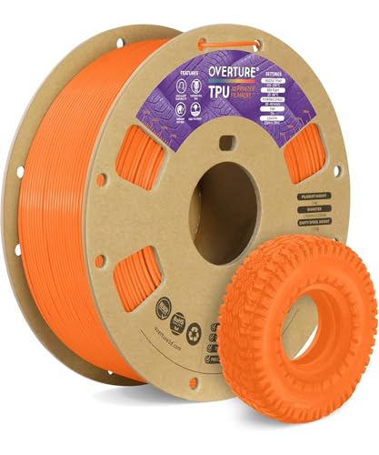 Image of OVERTURE TPU Filament 1.75mm Flexible Roll, 95A Soft 3D Printer Filament, 1kg Spool (2.2 lbs), Fit Most FDM Printer (TPU Orange)