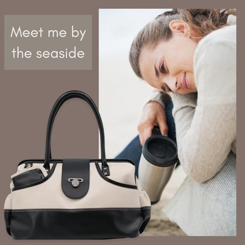 BORSALI Duffel Bag for Women, Vegan Leather Travel Set, RFID Wallet, Cream by BORSALI - Used condition - Image 9