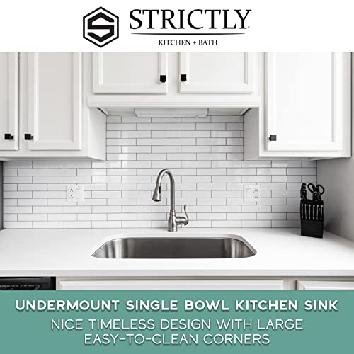 Strictly Sinks 29 Inch Undermount Kitchen Sink - 18 Gauge Single Bowl Kitchen Sink - Ideal Sink For Kitchen With Single Strainer Drain, Bottom Grid & Roll Up Dish Drying Rack #TOP1