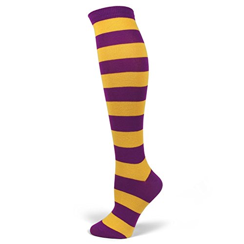 Image of PolyMedea Elite Quality Colorful Soft Cotton Women's Striped Knee High Socks
