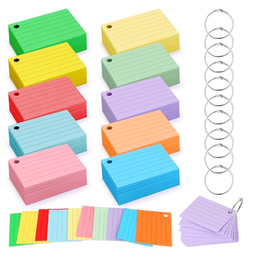 Flashcard Studio 600 Pezzi - Cartoncino Rigato A8 Multicolore Con Anelli Per Organizzazione - Foto 8